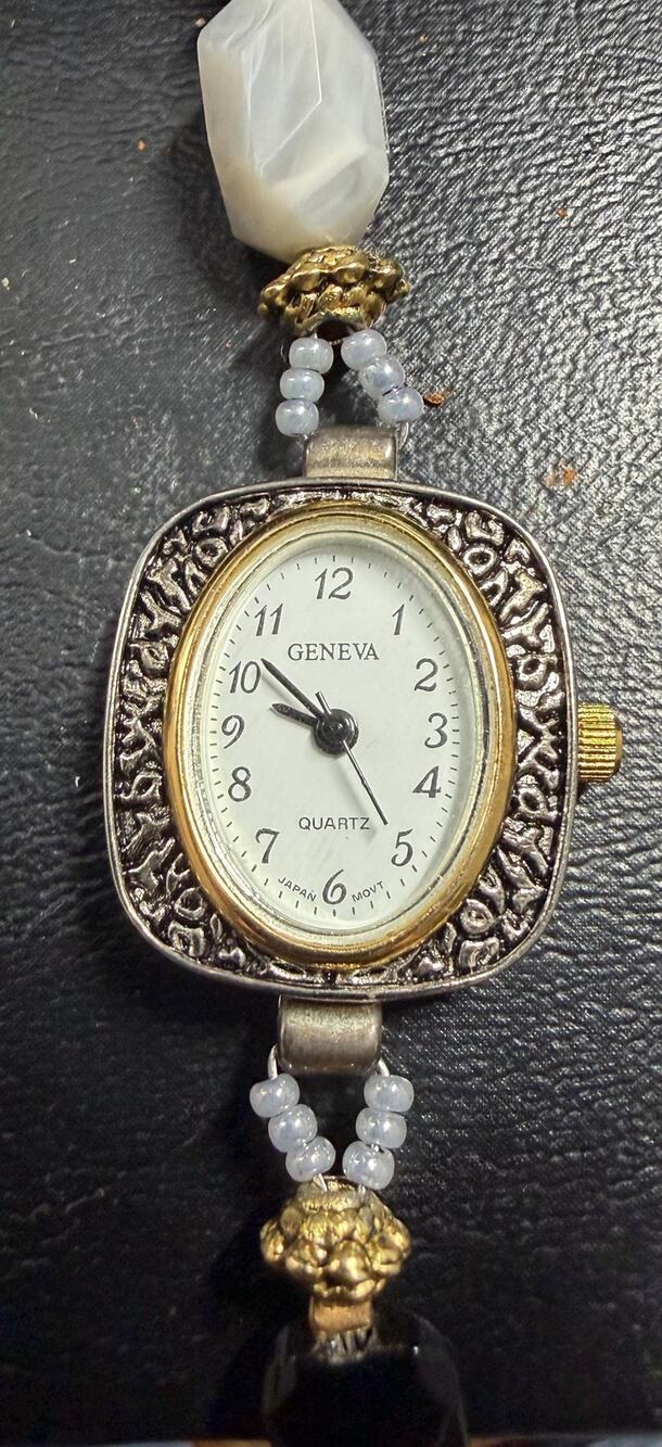 Geneva Black and White Bracelet Watch